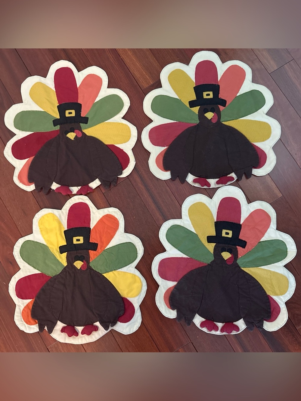 Thanksgiving Turkey Placemats Slightly Whimsical 15 In Tall 14 In Wide Cotton